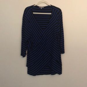 Black and royal blue striped top